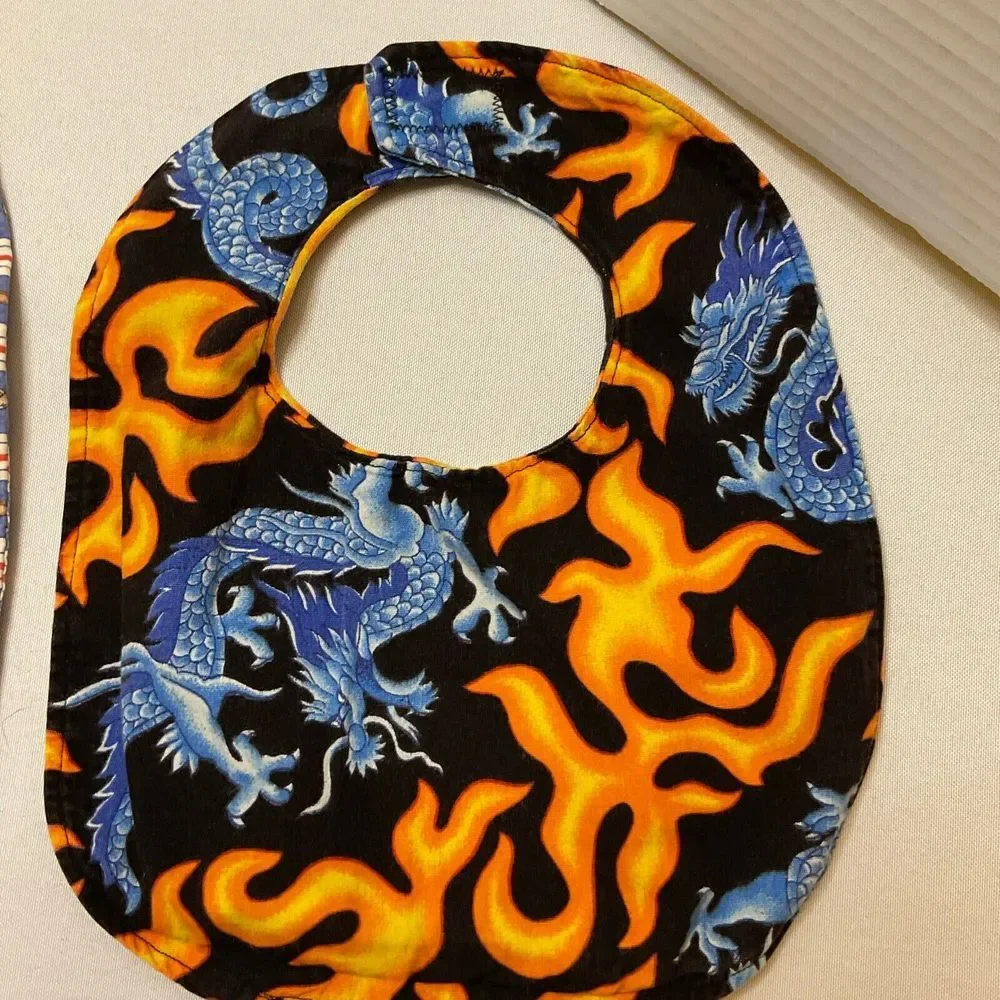 Baby Bibs‎ 3 Handmade Drool Bibs Puppy Baseball Dragon Designs